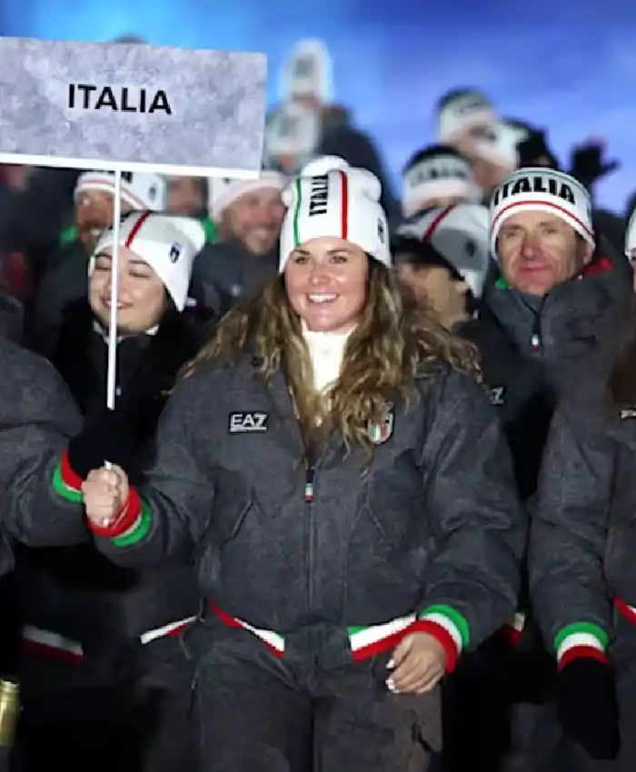 EA7 Emporio Armani Team Italy Milano Cortina Winter Olympics Opening Ceremony Grey Bomber Jacket