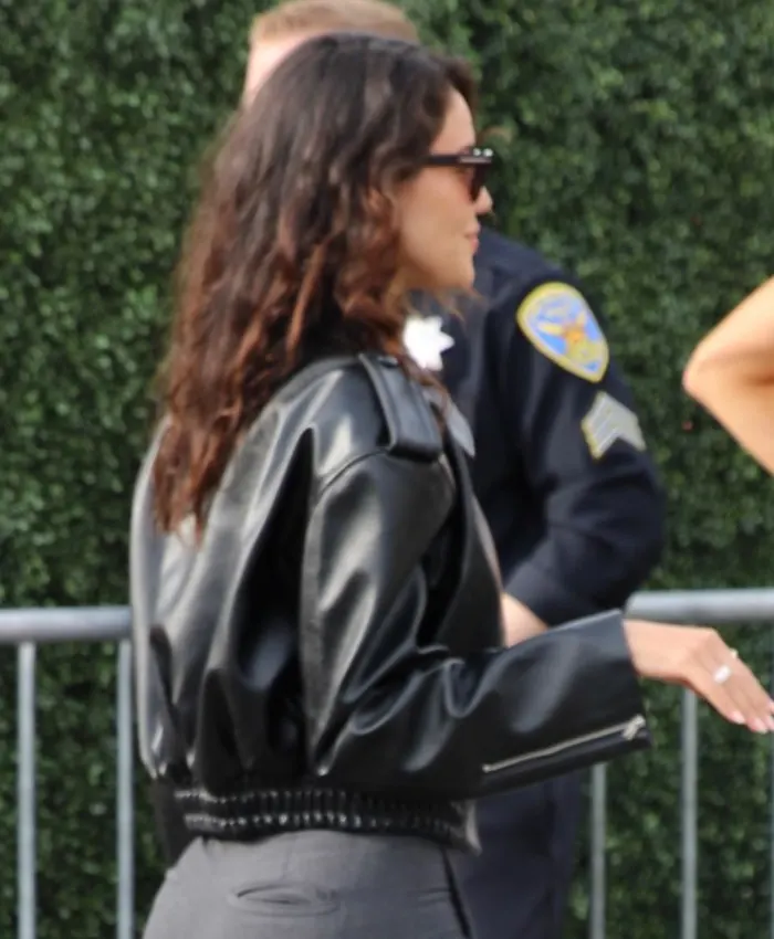 Eiza Gonzalez Fanatics Super Bowl Black Leather Jacket