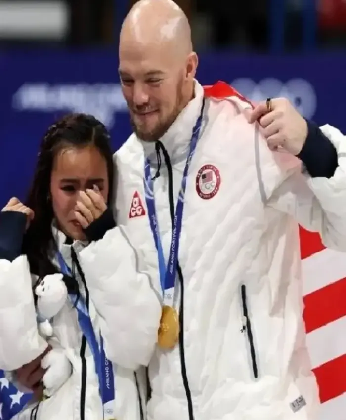 Olympic 2026 Ellie Kam White Bomber Jacket