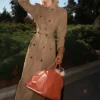 Elsa Hosk Brown Suede Trench Coat