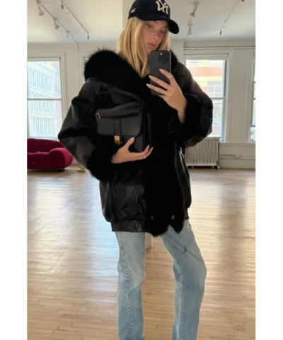 Elsa Hosk Leather Jacket