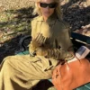 Elsa Hosk Suede Brown Coat - Trench