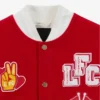 FC Full-Snap Varsity Red and White Jacket
