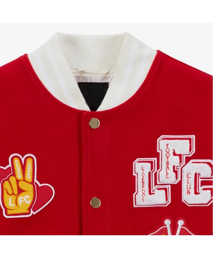 FC Full-Snap Varsity Red and White Jacket