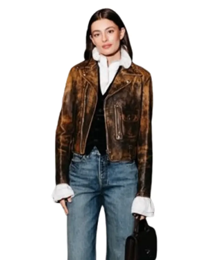 NY Fashion Week 2026 Diana Silvers Leather Jacket - Image 2