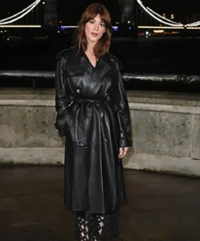 Alternative view of Daisy Edgar-Jones Fashion Week Black Leather Coat