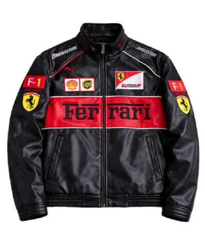 Ferrari F1 Racing Black Leather Jacket