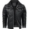 Fred Men’s Black Hooded Leather Jacket