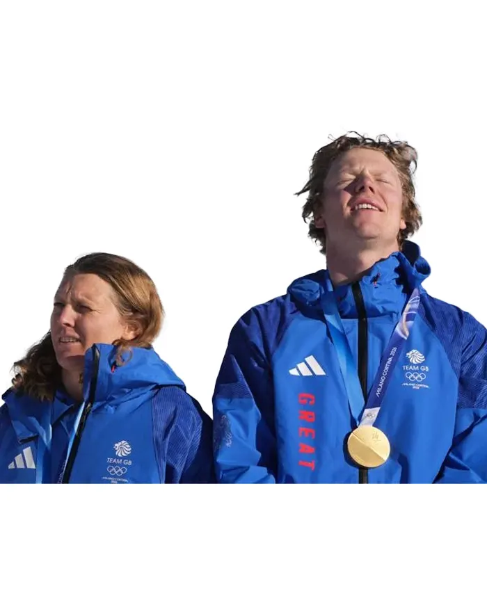 Shop Team GB Winter Olympics 2026 Blue Jacket with hooded collar, zipper closure, polyester fabric, and functional outside pockets.