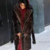 Gabrielle Union Long Brown Fur Coat