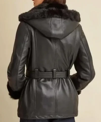 Genevieve S Black PU Leather Cropped Jacket