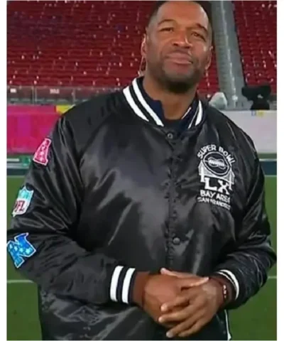 Good Morning America Michael Strahan Black Varsity Jacket
