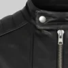 Hadrian Mens Biker Leather Jacket Close Up Collar With Zip