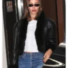 Hailey Bieber Cropped Leather Jacket