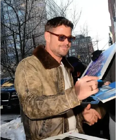 Alternative view of Chris Hemsworth NYC Leather Aviator Jacket