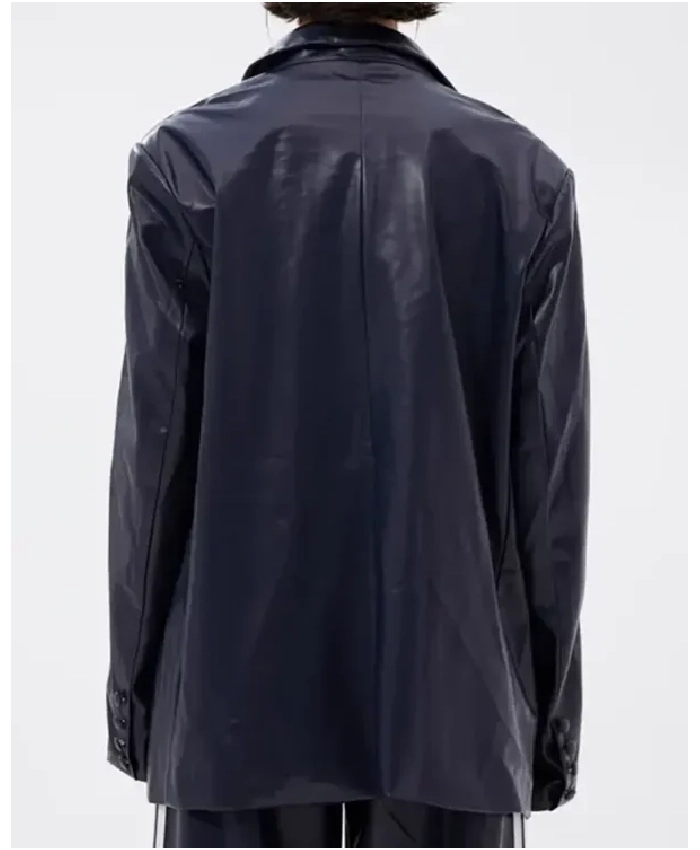 Idol S24 Mary Jo Young Striped Sleeve Leather Blazer