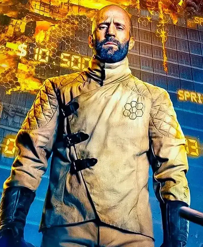 Jason Statham The Beekeeper 2 Beige Quilted Jacket - Adam Clay