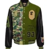 Jeff Hamilton x BAPE Wool Half Camo Varsity Leather Jacket