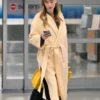 Jennifer Lawrence Belted Wool Cream Coat