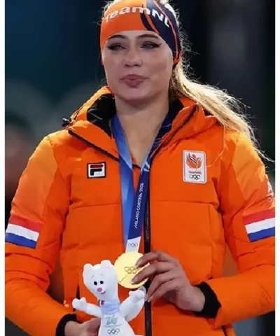 Jutta Leerdam Olympic 2026 Orange Jacket