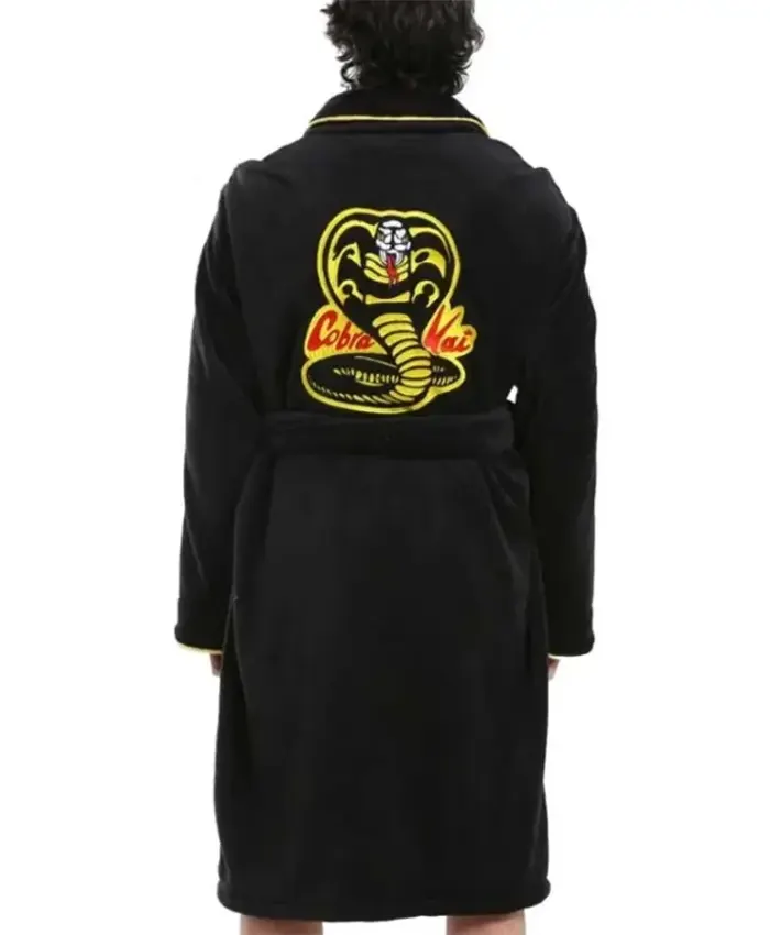 Karate Kid Cobra Kai Black and Yellow Logo Printed Bathrobe Coat