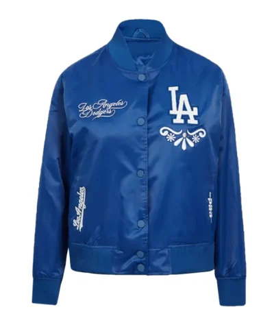 LA Dodgers Sugar Skull Blue Satin Jacket
