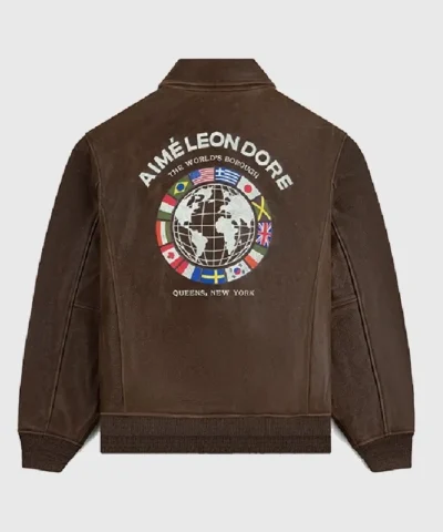 Leon Dore World’s Borough Leather Flight Jacket (3)