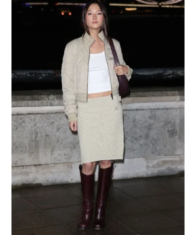 Lily Chee Cream Bomber Jacket