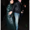 Shop Dua Lipa Green Raf Simons Leather Coat