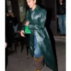 Shop Now Dua Lipa Green Raf Simons Leather Coat