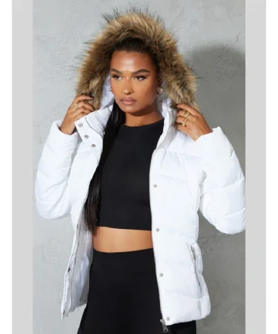 Little Thing White Hooded Puffer Jacket