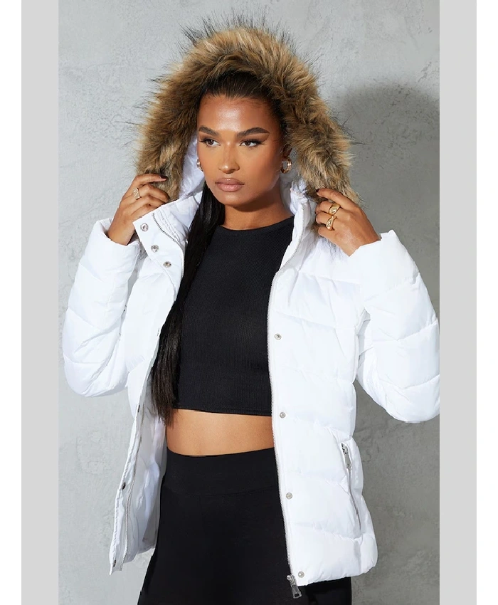 Little Thing White Hooded Puffer Jacket