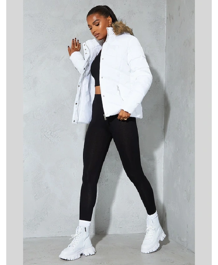 Little Thing White Hooded Puffer Jacket