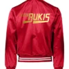 Los-Bukis-Merch-Black-And-Red-Varsity-Satin-Jacket