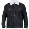 Love Life Augie Black Suede Sherpa Trucker Jacket