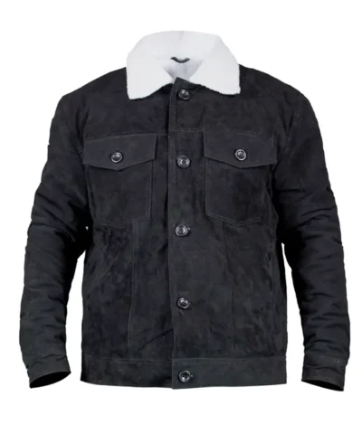 Love Life Augie Black Suede Sherpa Trucker Jacket