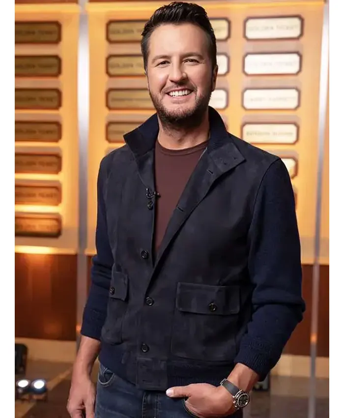 American Idol Season 24 2026 Luke Bryan Blue Suede Leather Jacket