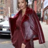 Marcille Burgundy Shearling Jacket