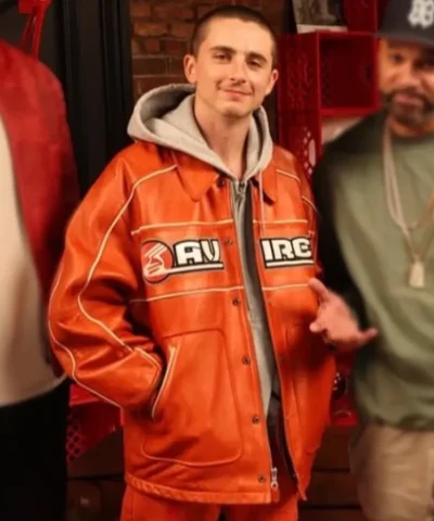 Avirex x Marty Supreme Orange Leather Jacket