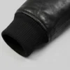 Maurice G1 Bomber Leather Black Jacket For Mens Close Up Cuffs