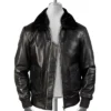 Maurice Men’s G-1 Bomber Black Leather Jacket