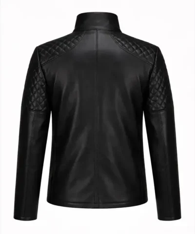 Men's Black Diamond Quilted Biker Leather Jacket