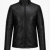Men's Black Diamond Quilted Biker Leather Jacket
