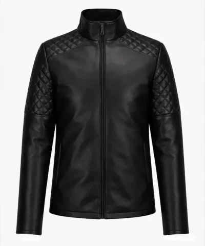 Men's Black Diamond Quilted Biker Leather Jacket