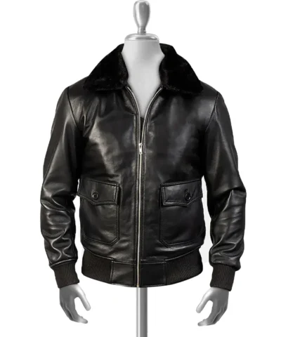 Maurice Men’s Black G-1 Bomber Leather Jacket