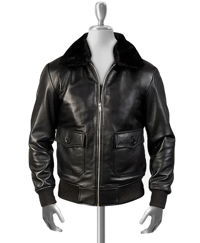 Maurice Men’s Black G-1 Bomber Leather Jacket