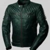 Mens quilted sheepskin leather biker jacket with classic cafe racer design