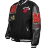 Miami Heat Mashup Logo Black Bomber Varsity Jacket