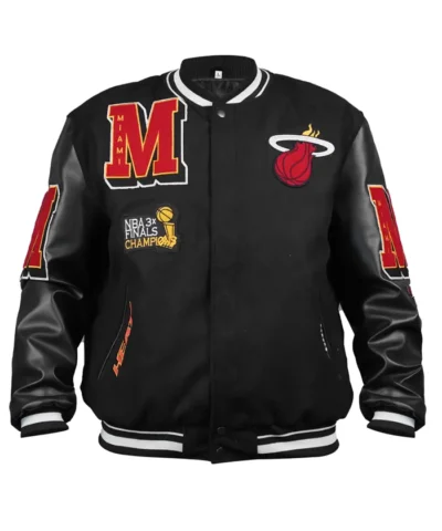 Miami Heat Mashup Logo Varsity Jacket - Black