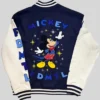 FDMTL Mickey Navy Blue and White Baseball Varsity Jacket